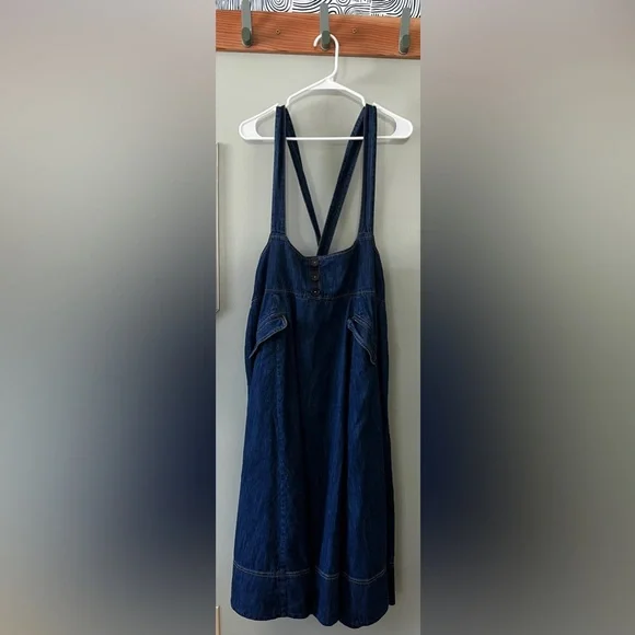 eShakti Dark Blue Denim Overall Dress - Picture 2 of 10